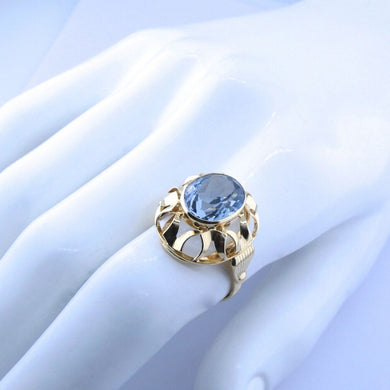 Vintage Damenring mit Topas / 585er - 14 Karat Gold/ Gr- 59 18,8 mm Ø *