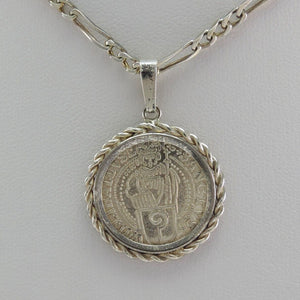Vintage Kette mit Münzanhänger Sanctus Willibaldus 1979 Silber