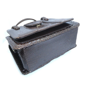 Vintage Design Schlangenleder Braun Damen Handtasche mit Handspiegel