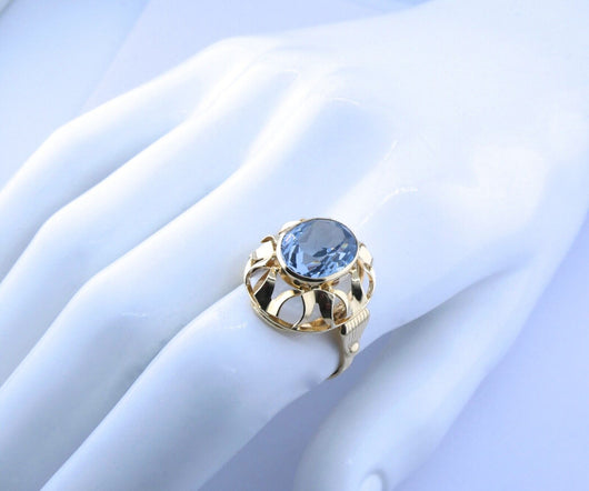 Damenring mit Topas Vintage / 585er - 14 Karat Gold/ Gr- 59 (18,8 mm Ø)