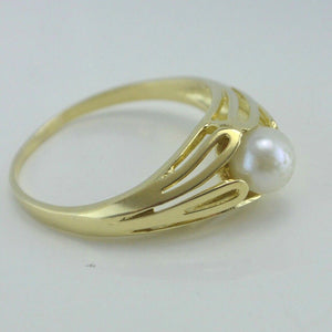 Vintage Damenring mit Perle / 585er 14 Karat Gold 56 17,8 mm Ø *