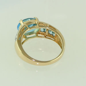 Damenring mit Aquamarin & Diamanten - 375er 9 K Gold 53 16,8 mm Ø *