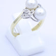 Laden Sie das Bild in den Galerie-Viewer, Damenring 585er Gold mit Perlen &amp; Diamanten 0.06ct. - 52 16,5 mm Ø *
