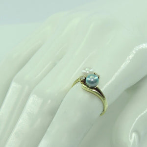 Damenring 585er 14 K Gold mit Perlen & Diamanten- 57 18,1 mm Ø *