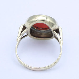 Vintage Damenring mit Koralle / 333er - 8 Karat Gelbgold - 55 17,5 mm Ø