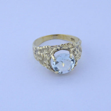 Vintage Damenring mit Zirkonia 5858er - 14 Karat Gelbgold / Gr- 55 17,5 mm Ø *