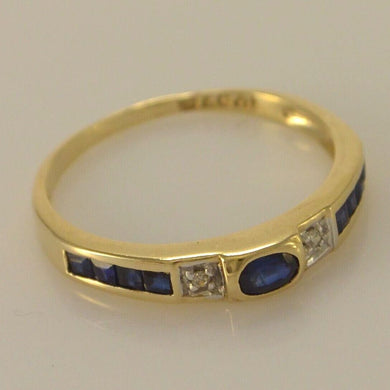 Vintage Damenring mit Diamanten & Saphire / 375er 9 Karat Gold- 57 18,1 mm Ø *
