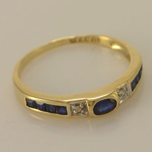 Vintage Damenring mit Diamanten & Saphire / 375er 9 Karat Gold- 57 18,1 mm Ø *