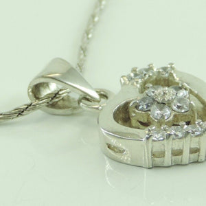 Vintage Damen 925er Silber Kette mit Zirkonia Anhänger