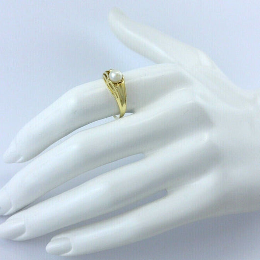 Vintage Damenring mit Perle / 585er 14 Karat Gold 56 17,8 mm Ø *