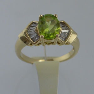 Vintage Damenring mit Peridot& Diamanten ca,1.0 ct /585er 14 Karat Gelbgold