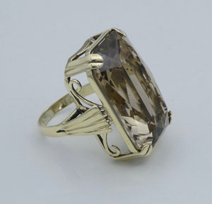 Vintage Damen Ring mit Rauchquarz 585er - 14 K Gold  Gr. 55 (17,5 mm Ø)
