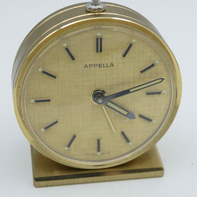Vintage Appella Handaufzug Kleine Tischuhr / Vergoldet