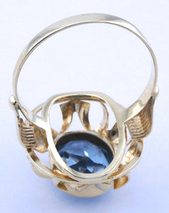 Damenring mit Topas Vintage / 585er - 14 Karat Gold/ Gr- 59 (18,8 mm Ø)