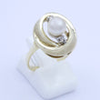 Laden Sie das Bild in den Galerie-Viewer, Vintage Damenring mit Perle &amp; Diamanten / 585er - 14 Karat Gold - 59 18,8 mm Ø
