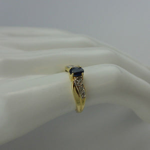 Vintage Damenring mit Saphir & Diamanten / 375er 9 Karat Gold 54 17,2 mm Ø *