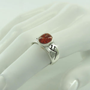 Vintage Damenring 925er Silber mit Bernstein 56 17,8 mm Ø