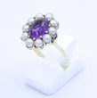 Laden Sie das Bild in den Galerie-Viewer, Vintage Damenring mit Perlen &amp; Amethyst / 585er Gold 14 Karat - 56 17,8 mm Ø
