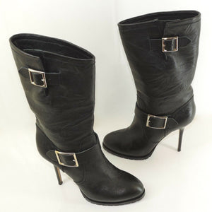 Jimmy Choo London Stiefel Gr. 39 Schwarz Leder Damen Schuhe Boots