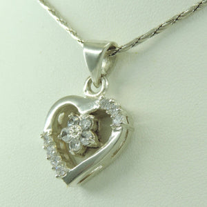Vintage Damen 925er Silber Kette mit Zirkonia Anhänger