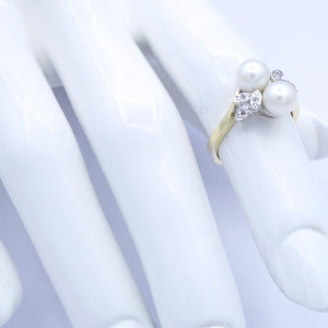 Damenring 585er Gold mit Perlen & Diamanten 0.06ct. - 52 16,5 mm Ø *