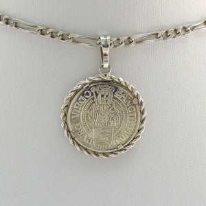 Vintage Kette mit Münzanhänger Sanctus Willibaldus 1979 Silber
