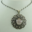 Laden Sie das Bild in den Galerie-Viewer, Vintage Damen 835er Silber Kette &amp; 925er Silber Anhänger mit Rosenquarz
