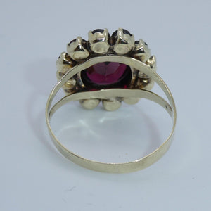 Vintage Damenring mit Granat - Gelbgold 333er 8 Karat 54 17,2 mm Ø *