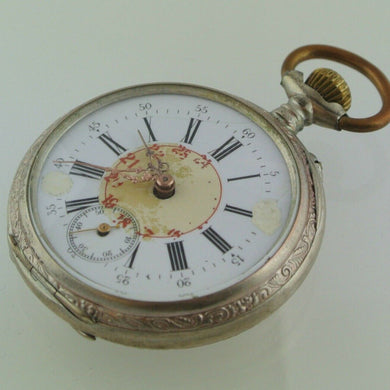 Remontoir Taschenuhr / Handaufzug - 6 Rubis / 800er Silber