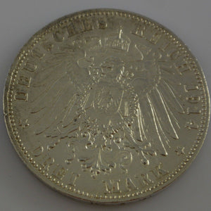 3 Mark Silbermünze dt. Kaiserreich 1914 D - Ludwig III. König von Bayern
