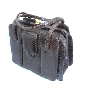 Vintage Design Schlangenleder Braun Damen Handtasche mit Handspiegel