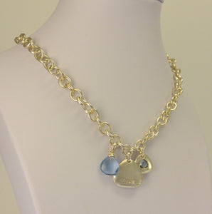 Schöne Esprit Halskette mit Farbstein 925 Silber mit Anhänger, Collier
