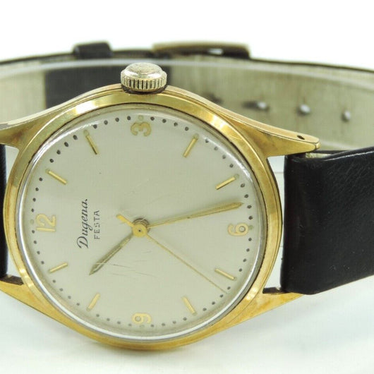Dugena Festa - Handaufzug- 20 Microns - vergoldet -Vintage Herrenuhr