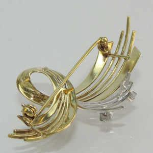 Vintage Brosche mit Diamanten ca. 0.05 ct / 585er 14 Karat Gold