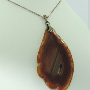 Vintage Damen Kette 925er Silber mit Tigerauge Anhänger