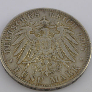 Silbermünze 5 Mark DR Münze Silber Hansestadt Hamburg 1907 J