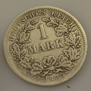 1 Mark Silbermünze dt. Kaiserreich 1886 F - Kleiner Adler