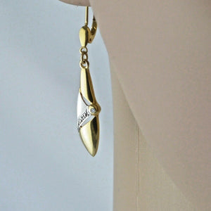 Ohrhänger mit Zirkonia / bicolor / 333er - 8 Karat Gelbgold