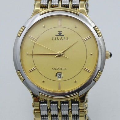 Escape Herrn Uhr Stahl & Gold 24K 10Mic Gold Plated Swiss Quarz