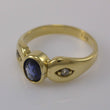 Laden Sie das Bild in den Galerie-Viewer, Vintage Damenring mit Diamant &amp; Saphir / 585er 14 K Gold 54 17,2 mm Ø *
