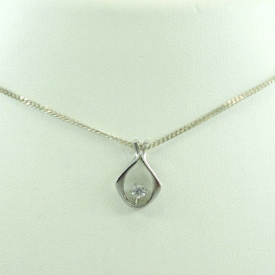 Vintage Damen 925er Silber Kette mit Zirkonia Anhänger