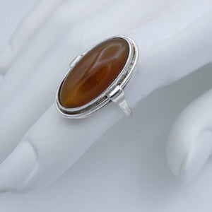 Vintage Damenring mit Bernstein 925er Silber - 57 18,1 mm Ø