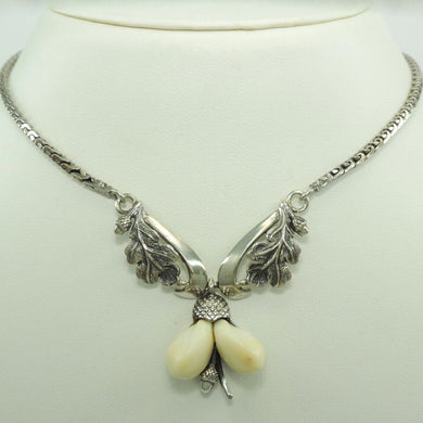 Vintage Damen Trachtenschmuck Collier 835er Silber ,,Eichenblattdekor''