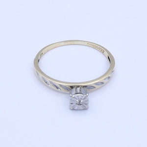 Damenring 375er -10 Karat Weiß & Gelbgold Diamanten ca.0.01ct./ 52 16,5 mm Ø