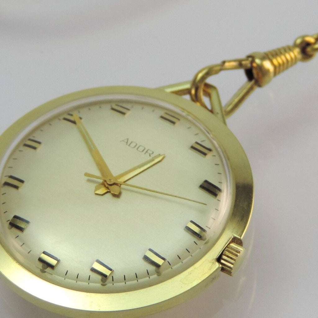Vintage Adora Taschenuhr Handaufzug (mit Kette vergoldet 23cm)
