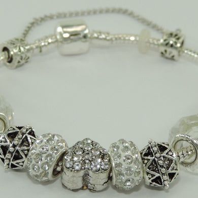 Damen 925er Silber Bettelarmband mit Farbsteinen 19 cm