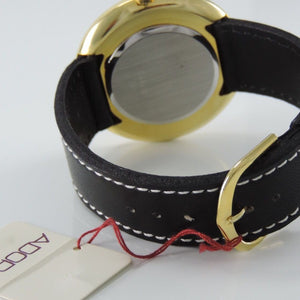 Damenuhr mit Herz / Quartz / Edelstahl vergoldet & Lederarmband