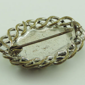 Vintage Brosche versilbert mit Perleffekt