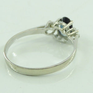 Damen Ring Vintage mit Saphir & Diamant ca. 0.04 ct/ 585er Gold - 53 16,8 mm Ø *