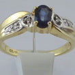 Laden Sie das Bild in den Galerie-Viewer, Vintage Damenring mit Saphir &amp; Diamanten / 375er 9 Karat Gold 54 17,2 mm Ø *
